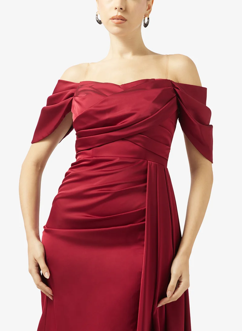Akadia Fashion  RAPED SIDE TAIL SATIN DRESS for Women | Best Price UAE